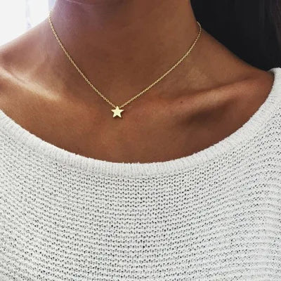 Boho Multilayer Choker Necklace with Vintage Moon & Layered Chains