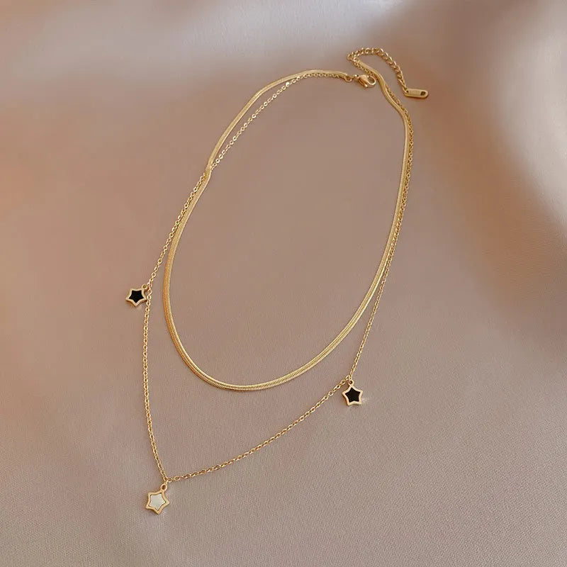 Boho Multilayer Choker Necklace with Vintage Moon & Layered Chains
