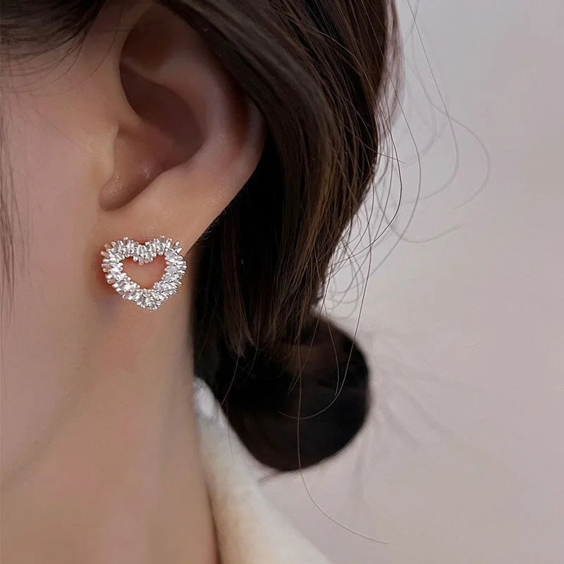 Metal Heart & Hoop Earrings with Hammered, Plain & Pavé Styles