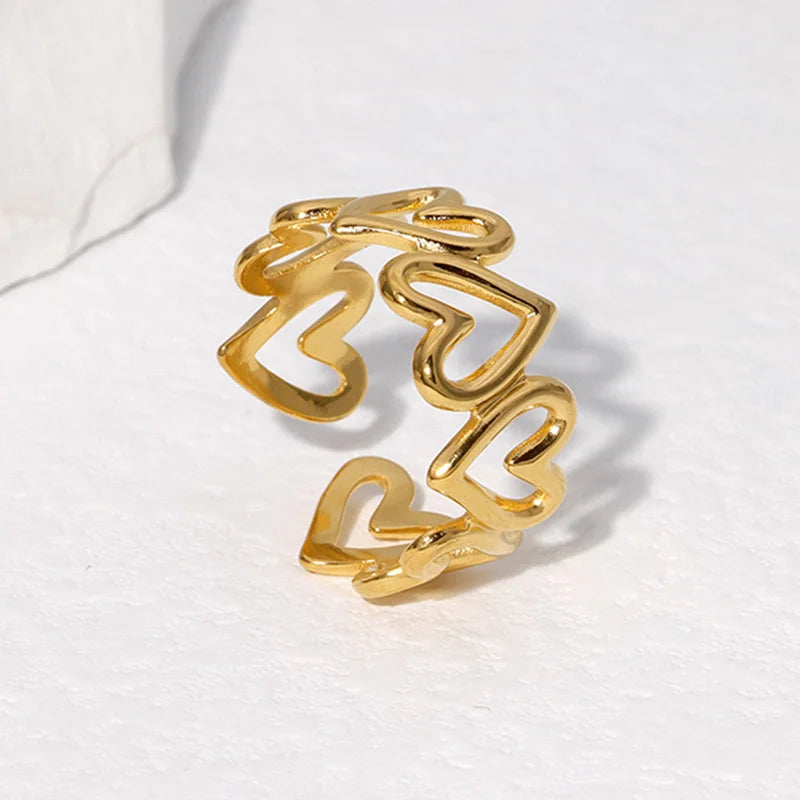 Heart Motif Rings with Open, Enamel & Crystal Styles