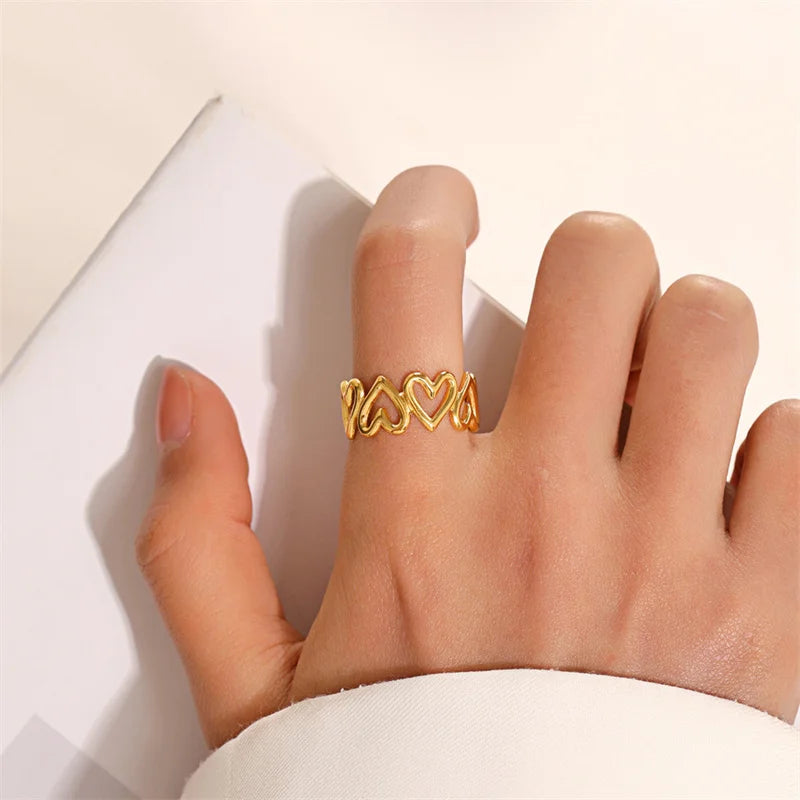 Heart Motif Rings with Open, Enamel & Crystal Styles