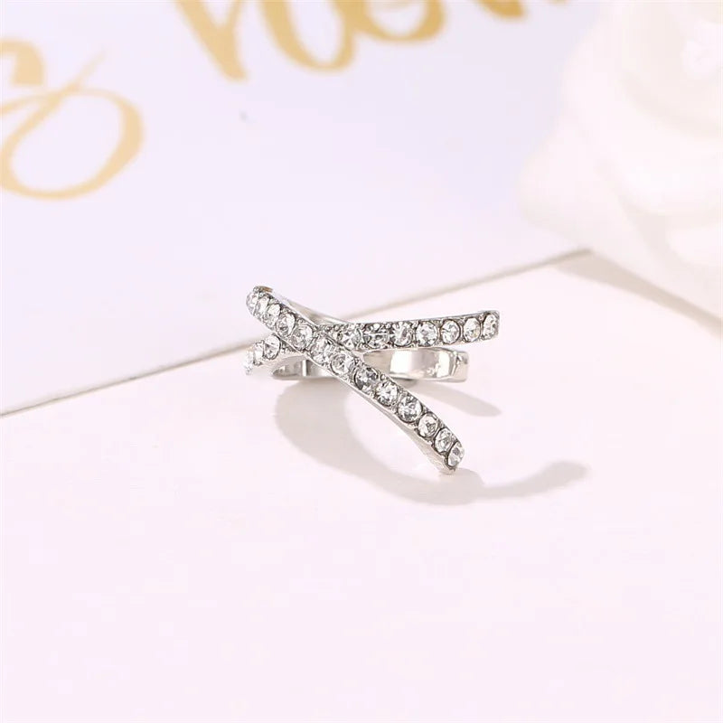 Zircon Ear Cuff Clips with Crisscross, Pavé & Scalloped Designs