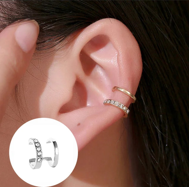 Zircon Ear Cuff Clips with Crisscross, Pavé & Scalloped Designs