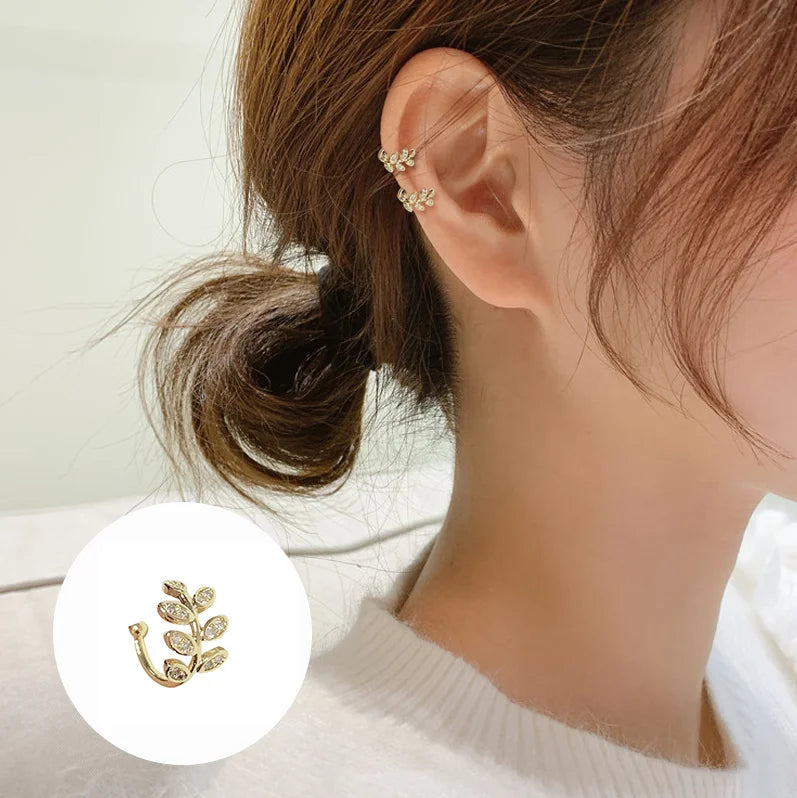 Zircon Ear Cuff Clips with Crisscross, Pavé & Scalloped Designs