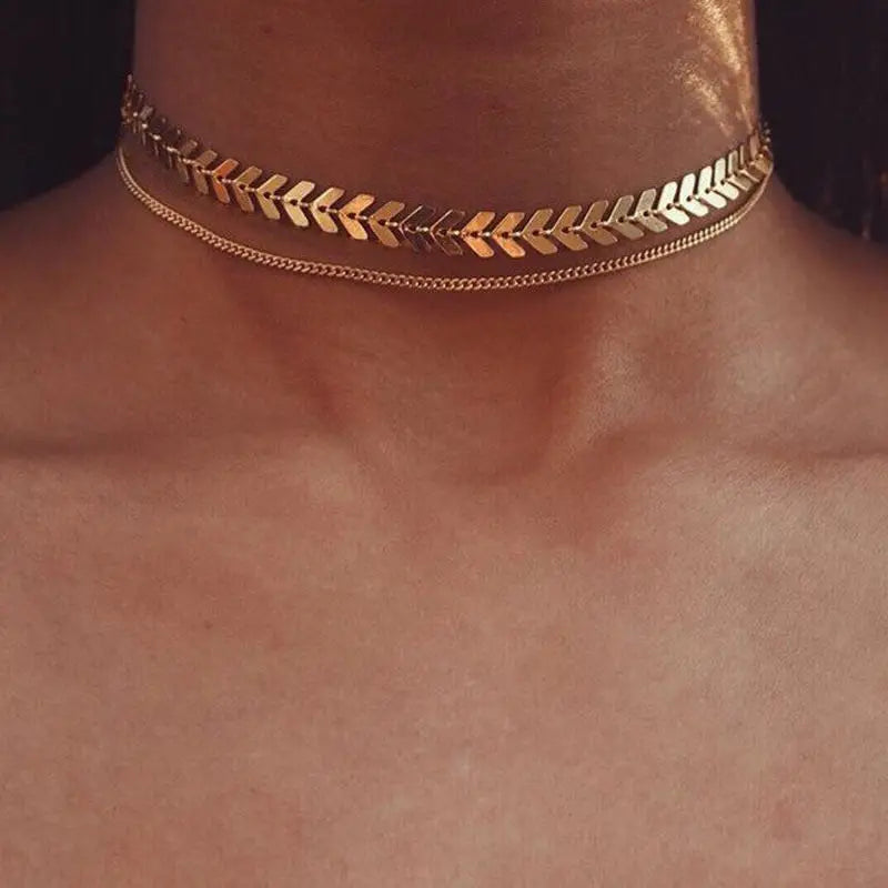 Boho Multilayer Choker Necklace with Vintage Moon & Layered Chains