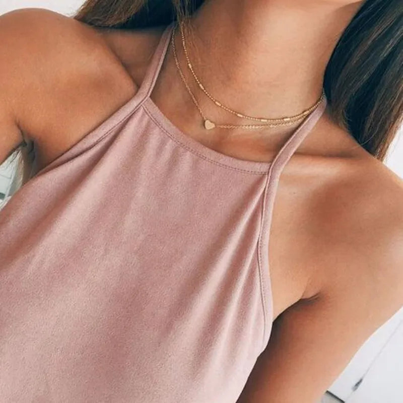 Boho Multilayer Choker Necklace with Vintage Moon & Layered Chains
