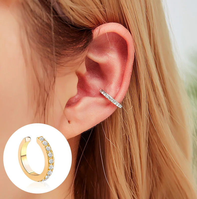 Zircon Ear Cuff Clips with Crisscross, Pavé & Scalloped Designs