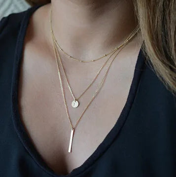 Boho Multilayer Choker Necklace with Vintage Moon & Layered Chains
