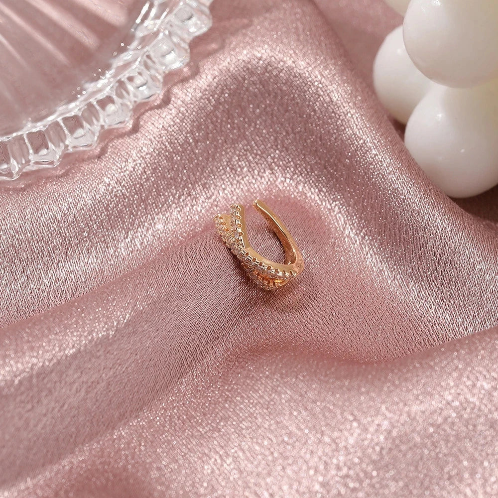 Zircon Ear Cuff Clips with Crisscross, Pavé & Scalloped Designs