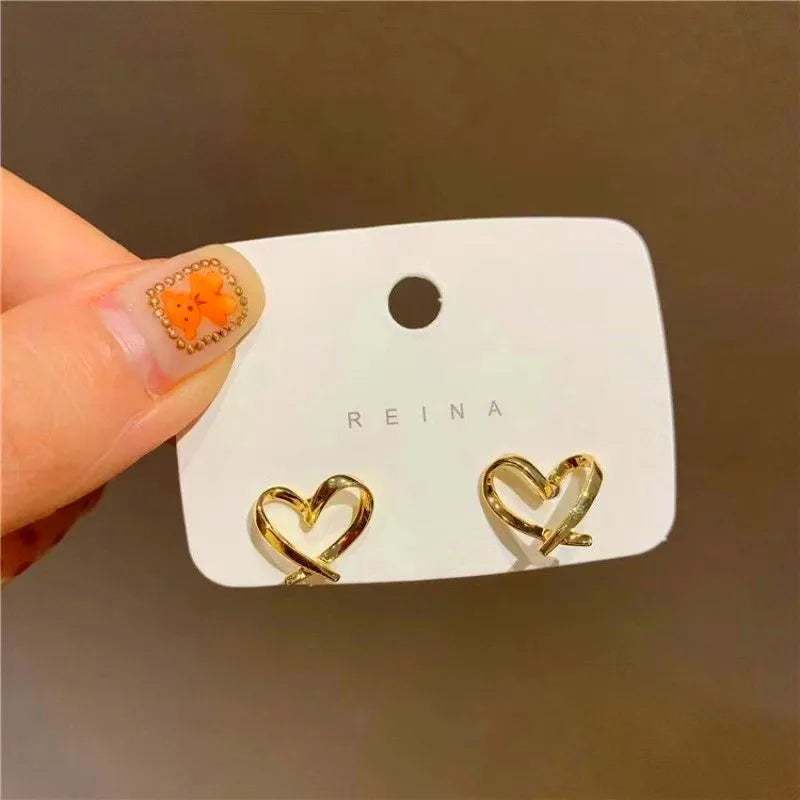 Heart Stud Earrings with Open, Enamel & Pearl Styles