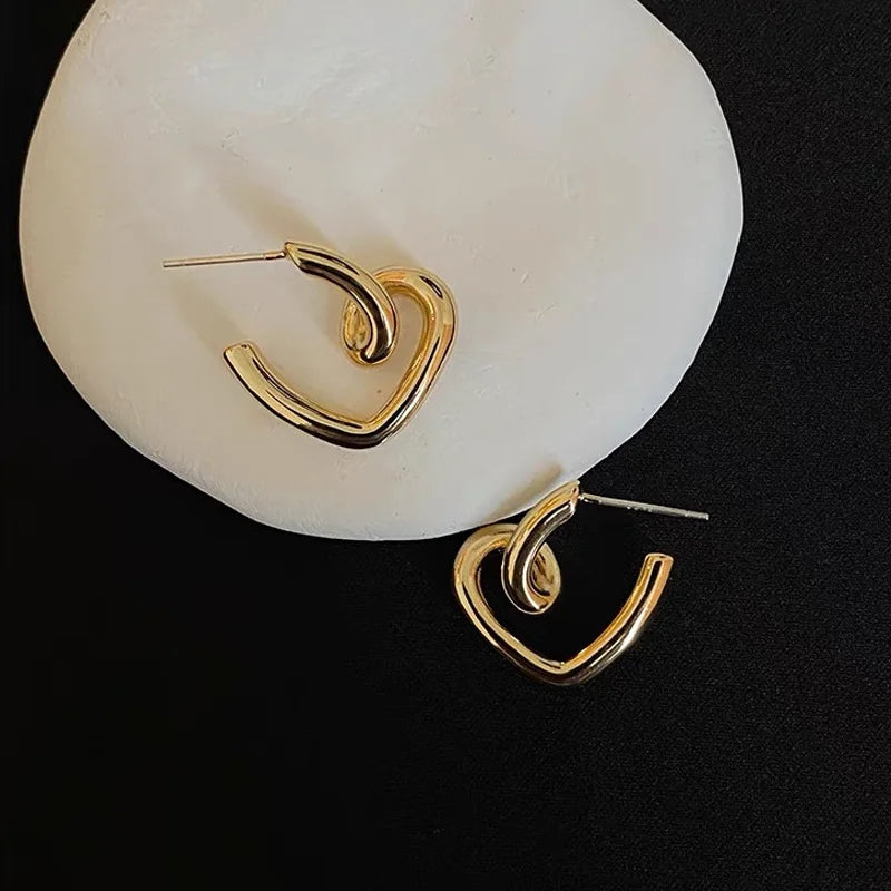 Heart Stud Earrings with Open, Enamel & Pearl Styles