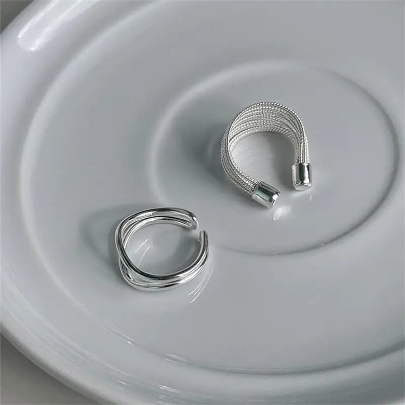 Coil & Mesh Adjustable Rings with Silver & Gold