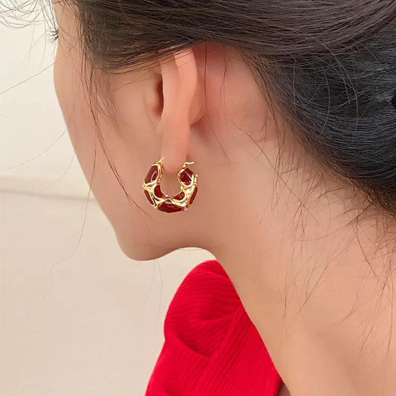 Enamel & Rhinestone Hoop Earrings with Cross, Swirl & Huggie Styles