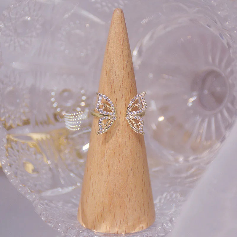 Minimalist Thin Rings with Pavé, Beaded, Butterfly & Leaf Designs