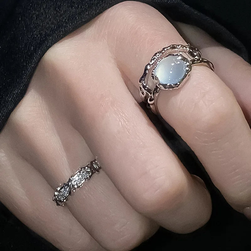 Heart & Crystal Rings Set