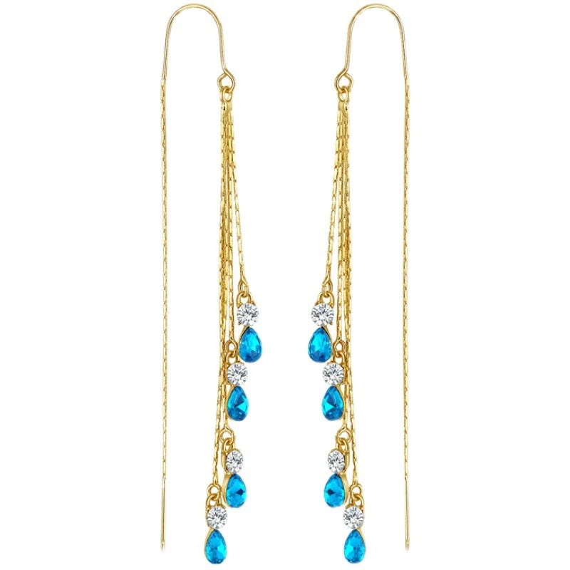 Green Zircon Tassel Earrings with Teardrop & Bar Drop Styles