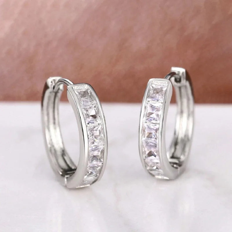 Gold-Plated Stainless Steel Round Circle Earrings with Cubic Zirconia