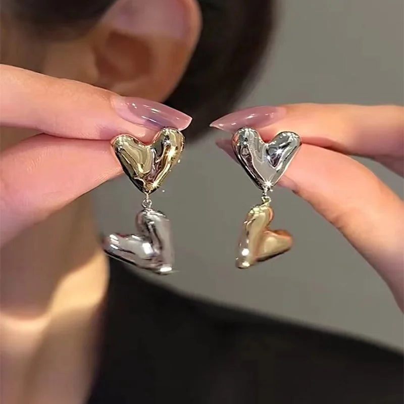 Statement Drop Earrings with Two-Tone Irregular, Chain Link, Heart & Fan Styles