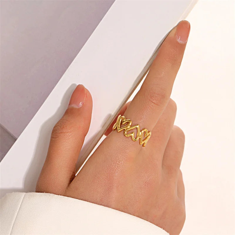 Heart Motif Rings with Open, Enamel & Crystal Styles