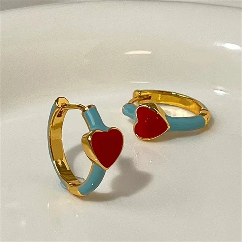 Enamel & Rhinestone Hoop Earrings with Cross, Swirl & Huggie Styles