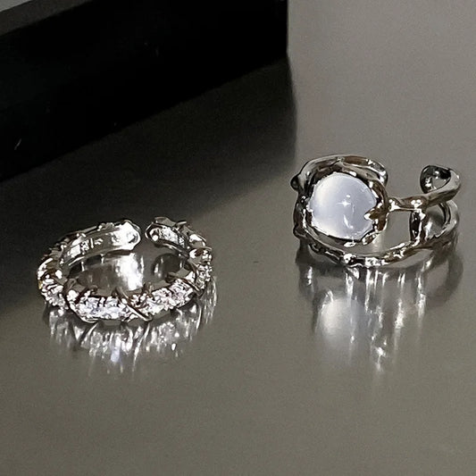 Heart & Crystal Rings Set