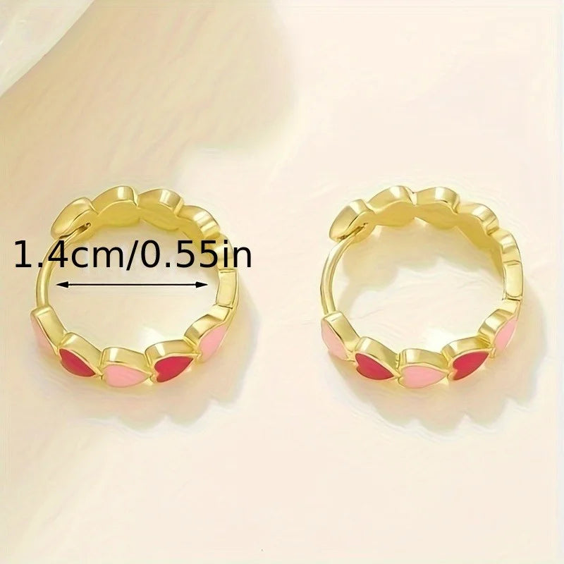 Pastel Heart Hoop Earrings with Multicolor Hearts – Blue & Pink