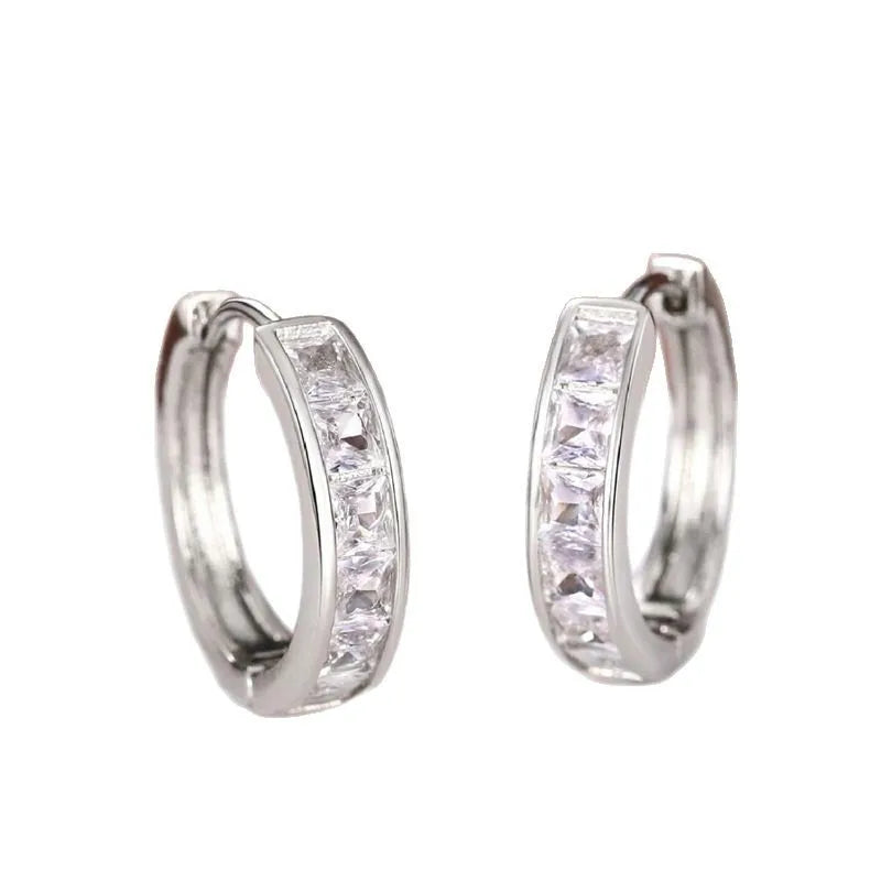 Gold-Plated Stainless Steel Round Circle Earrings with Cubic Zirconia