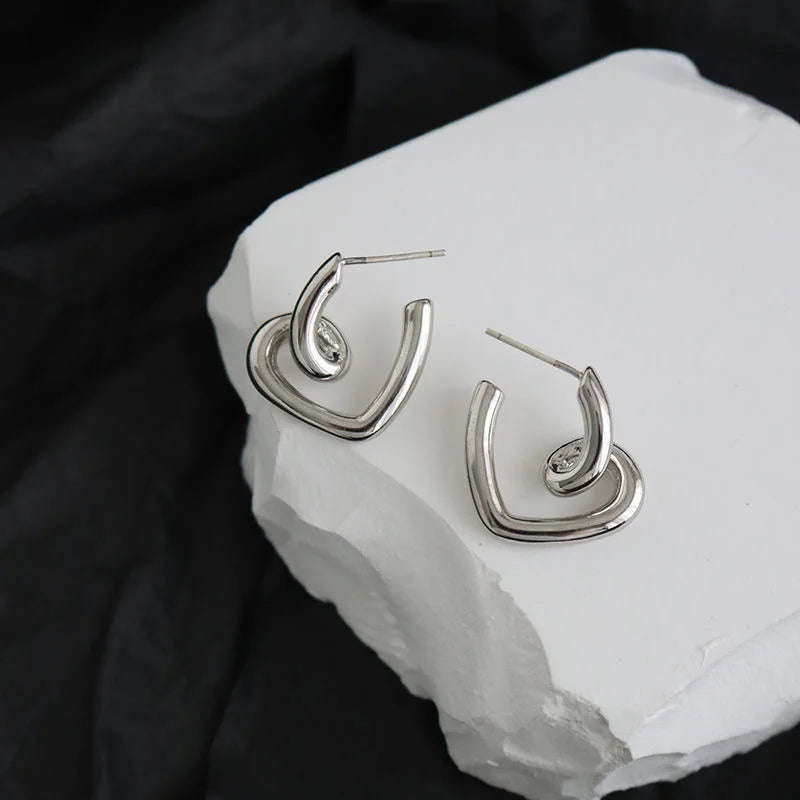 Heart Stud Earrings with Open, Enamel & Pearl Styles