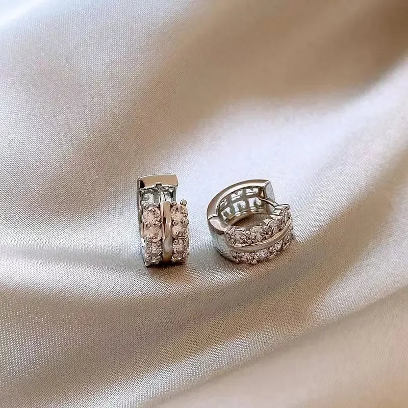 Gold-Plated Stainless Steel Round Circle Earrings with Cubic Zirconia