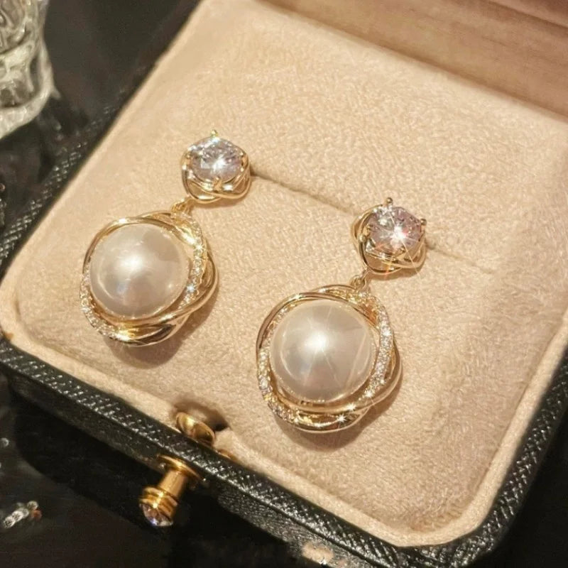 Pearl Hoop & Drop Earrings with C-Hoop, Spiral, Double & Long Drop
