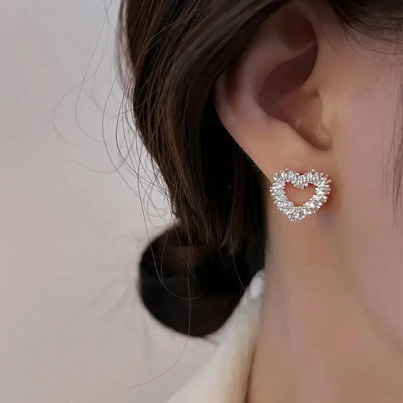 Metal Heart & Hoop Earrings with Hammered, Plain & Pavé Styles