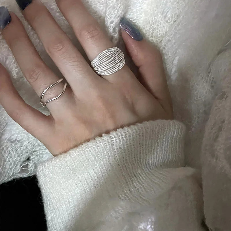 Coil & Mesh Adjustable Rings with Silver & Gold