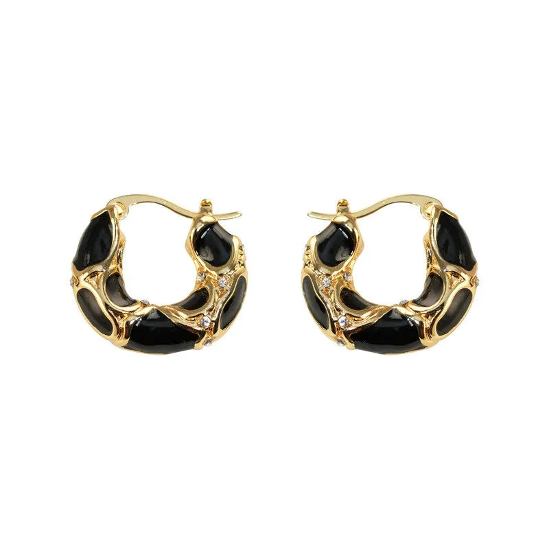 Enamel & Rhinestone Hoop Earrings with Cross, Swirl & Huggie Styles