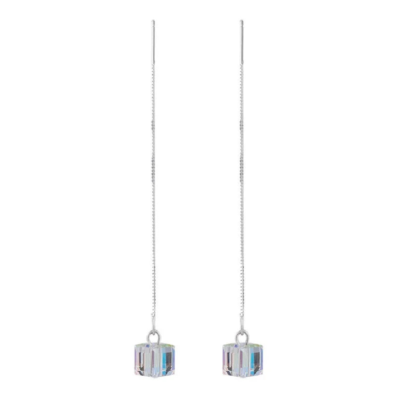 Crystal & Pearl Dangle Earrings with Cube, Star, Floral & Vine Styles