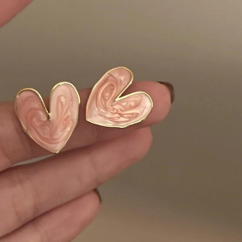 Daisy & Heart Mismatched Stud Earrings with Red, Yellow, Pink & Cream