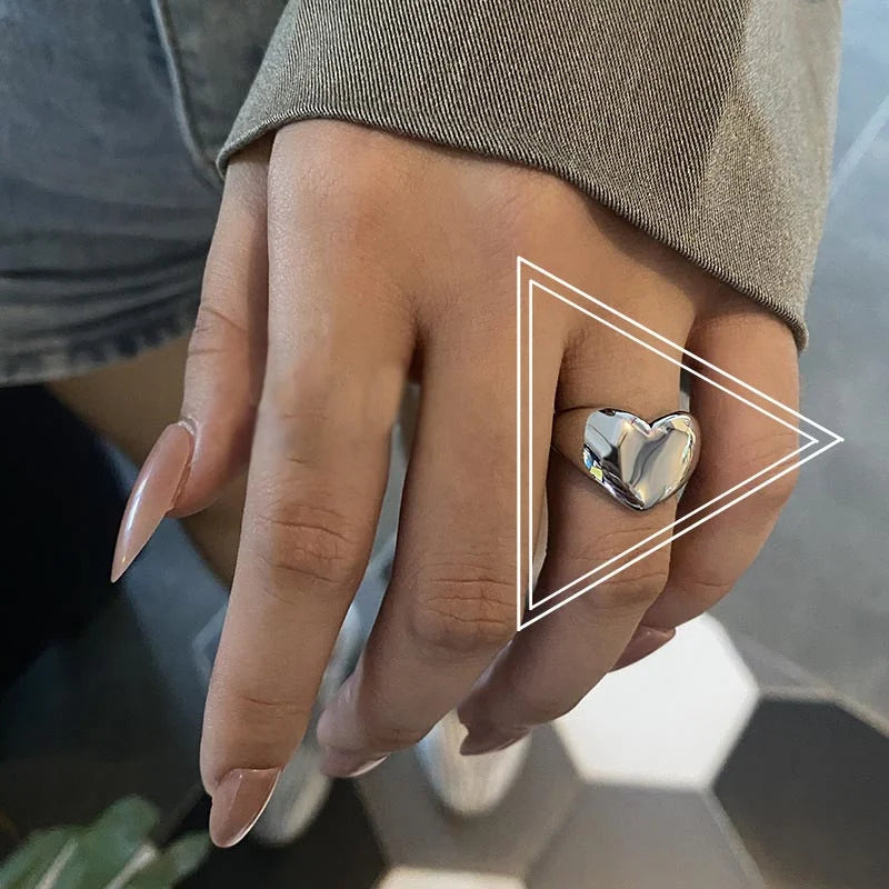 Gold & Silver Irregular Wave Rings with Simple Geometric Design