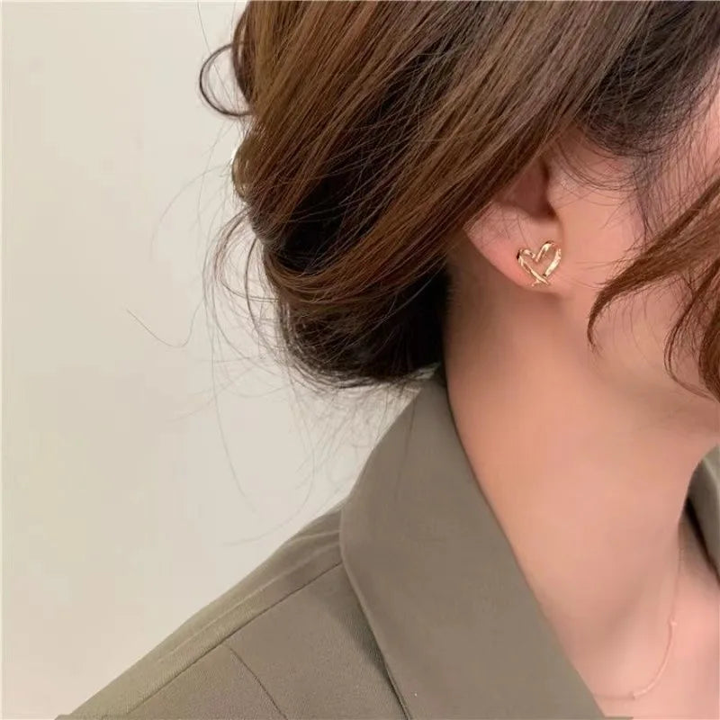 Heart Stud Earrings with Open, Enamel & Pearl Styles