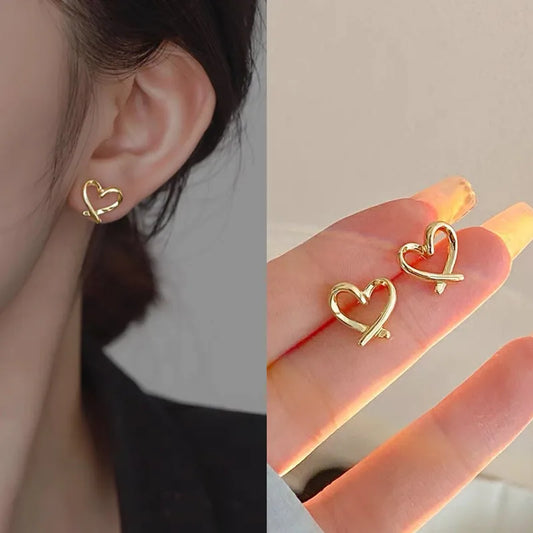 Heart Stud Earrings with Open, Enamel & Pearl Styles