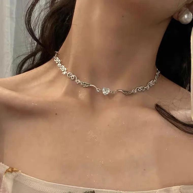Delicate Heart Pendant Necklace — Adjustable Snake Chain