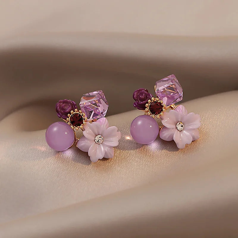Cushion Halo CZ Drop Earrings — Gold-Tone
