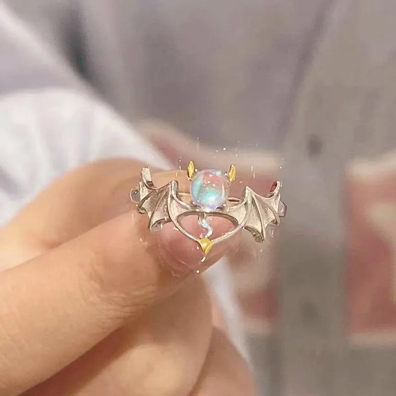 Heart & Crystal Rings Set
