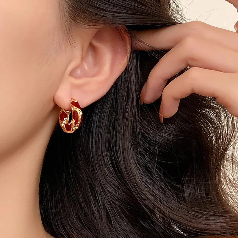 Enamel & Rhinestone Hoop Earrings with Cross, Swirl & Huggie Styles