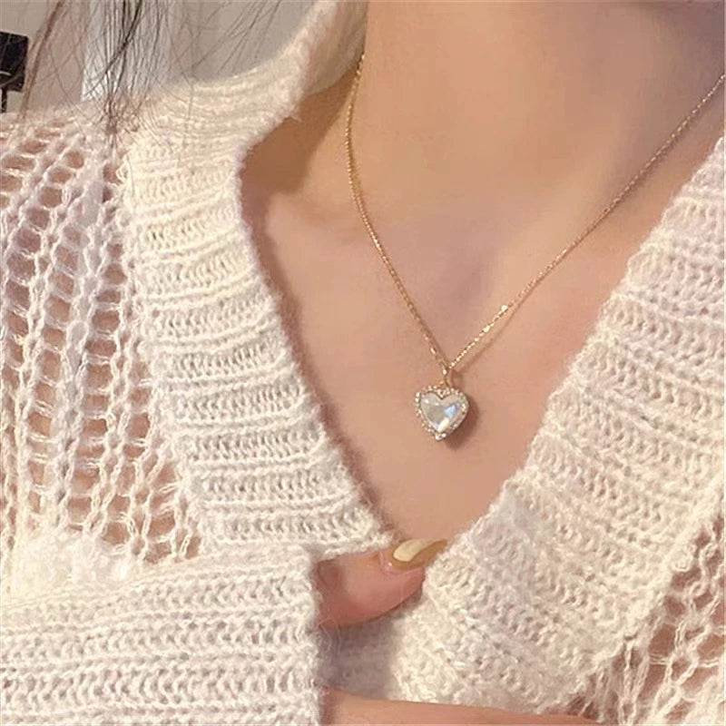 Delicate Heart Pendant Necklace — Adjustable Snake Chain