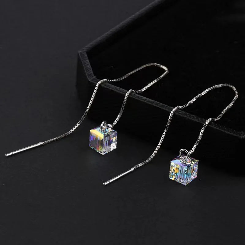 Crystal & Pearl Dangle Earrings with Cube, Star, Floral & Vine Styles