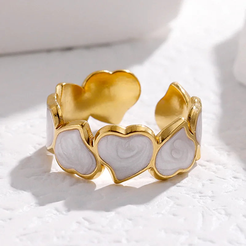 Heart Motif Rings with Open, Enamel & Crystal Styles