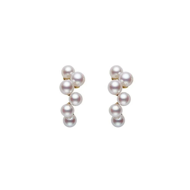 White Pearl Drop Earrings with Golden Round Hoops – 2024 Korean Fashion