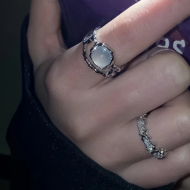 Heart & Crystal Rings Set