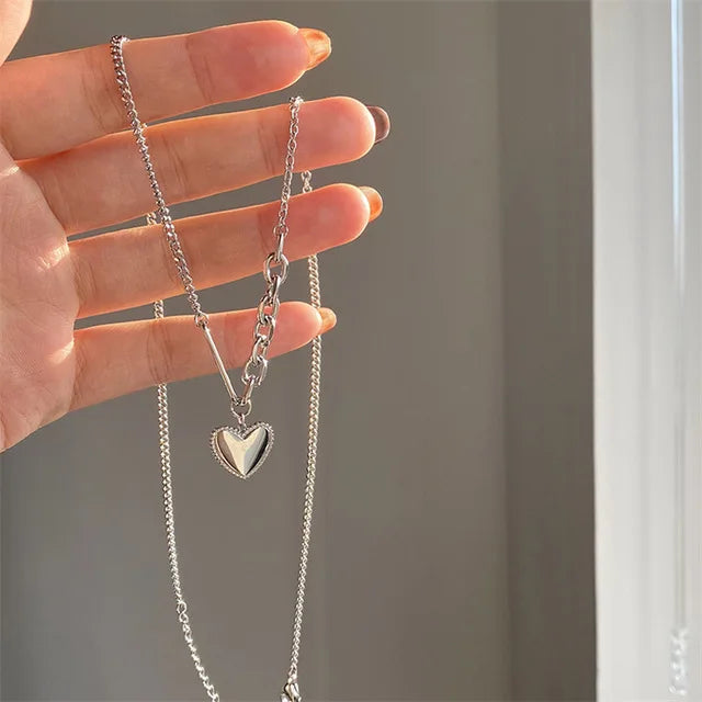 Color-Changing Mood Heart Pendant Necklace with Temperature-Sensitive Stone