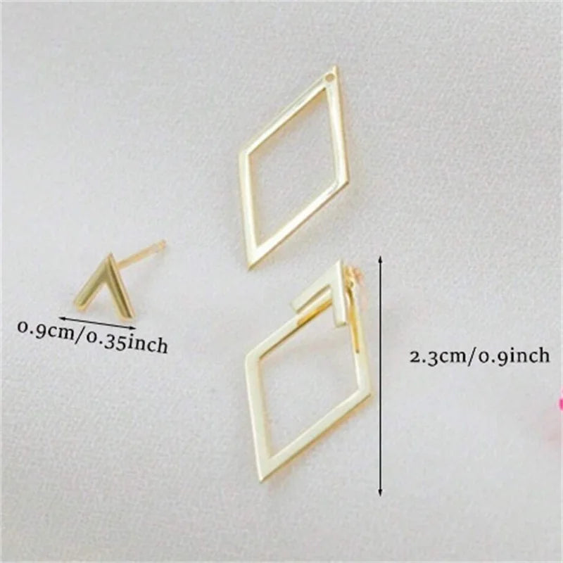 Retro Minimalist Geometric Square Stud Earrings with Detachable Triangles