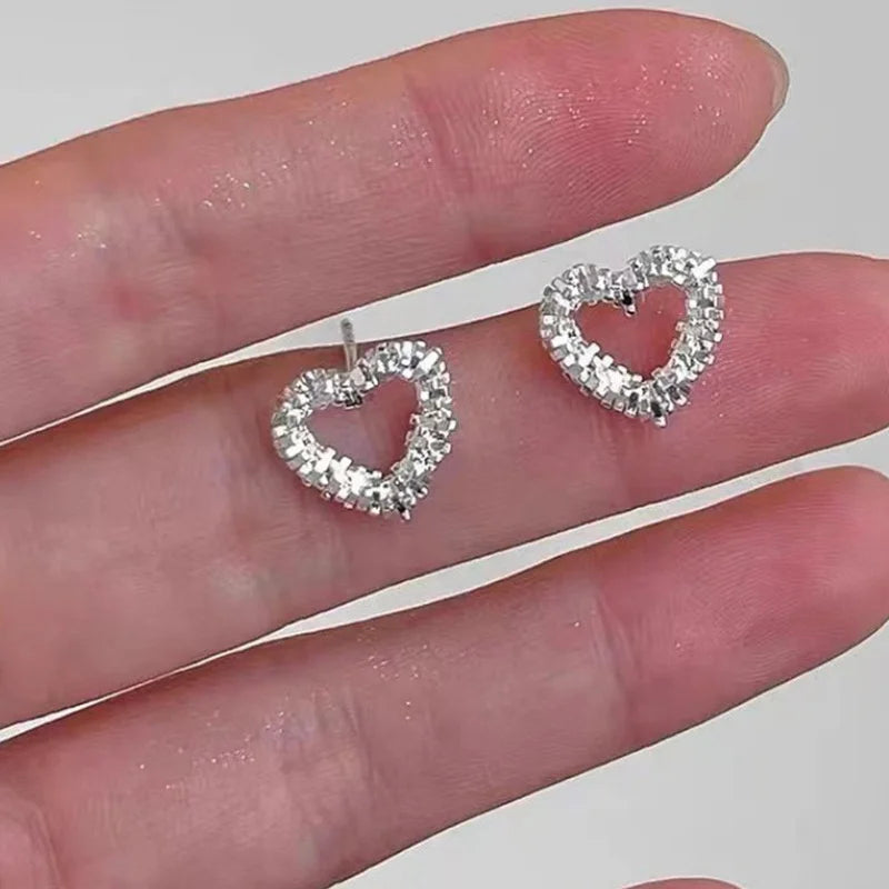 Metal Heart & Hoop Earrings with Hammered, Plain & Pavé Styles